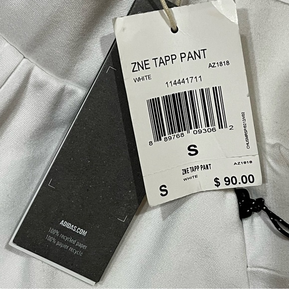 White Sweatpants Tapered Fit Elastic Waist ZNE TAPP PANT Zip Pockets Ladies S - Picture 7 of 14